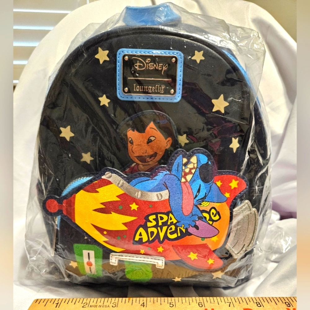 BRAND NEW LOUNGEFLY Disney Lilo & Stitch Space Adventure Glow N Dark Backpack